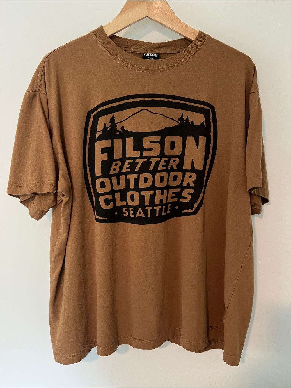 Filson Brown Crewneck Graphic Outdoor Tee with Black Logo